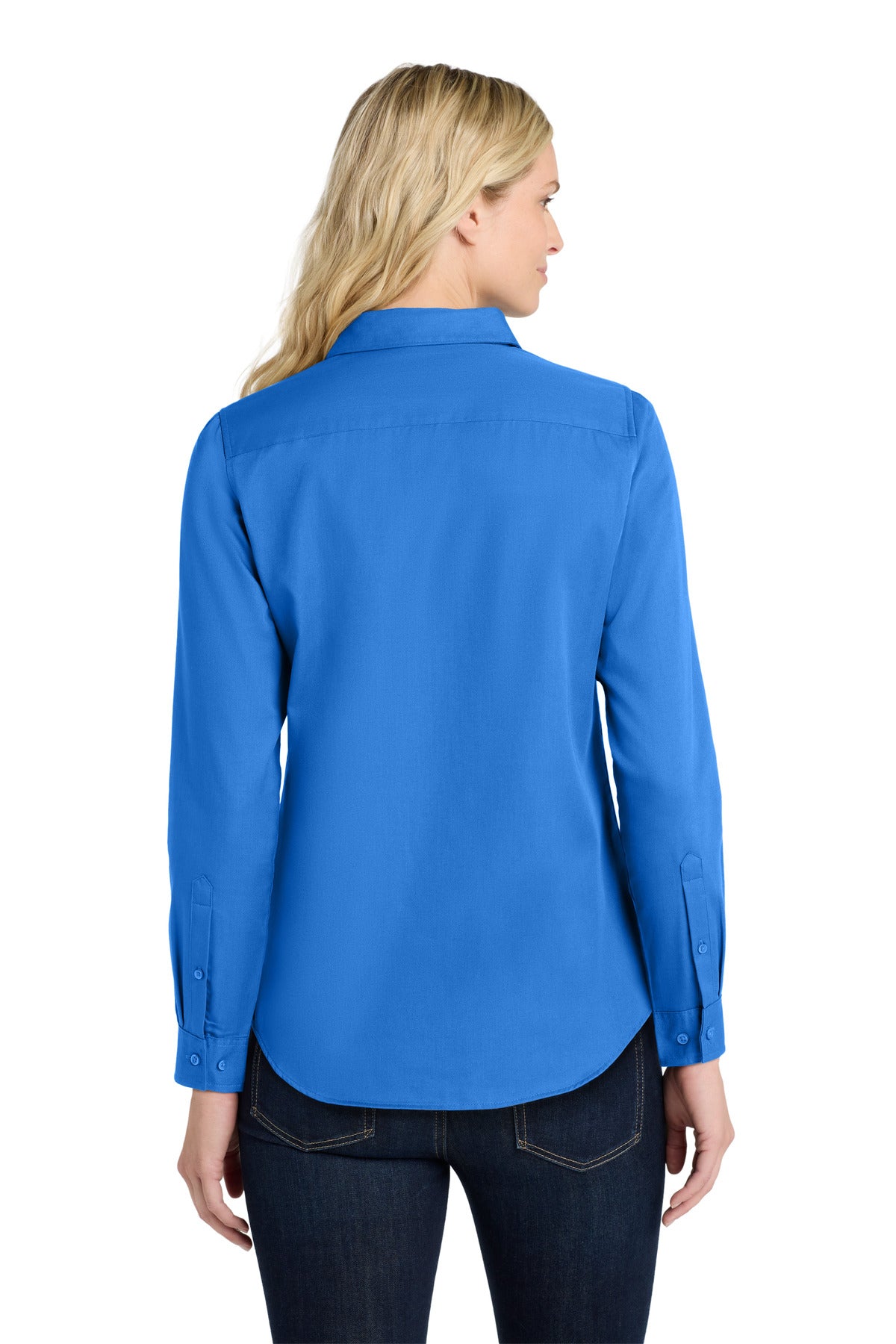 Port Authority Women's Long Sleeve SuperPro React Twill Shirt. LW808 - Strong Blue - back