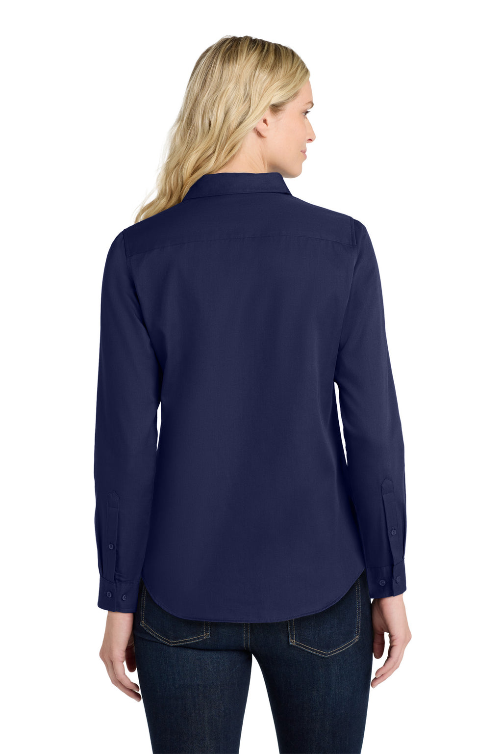 Port Authority Women's Long Sleeve SuperPro React Twill Shirt. LW808 - True Navy - back