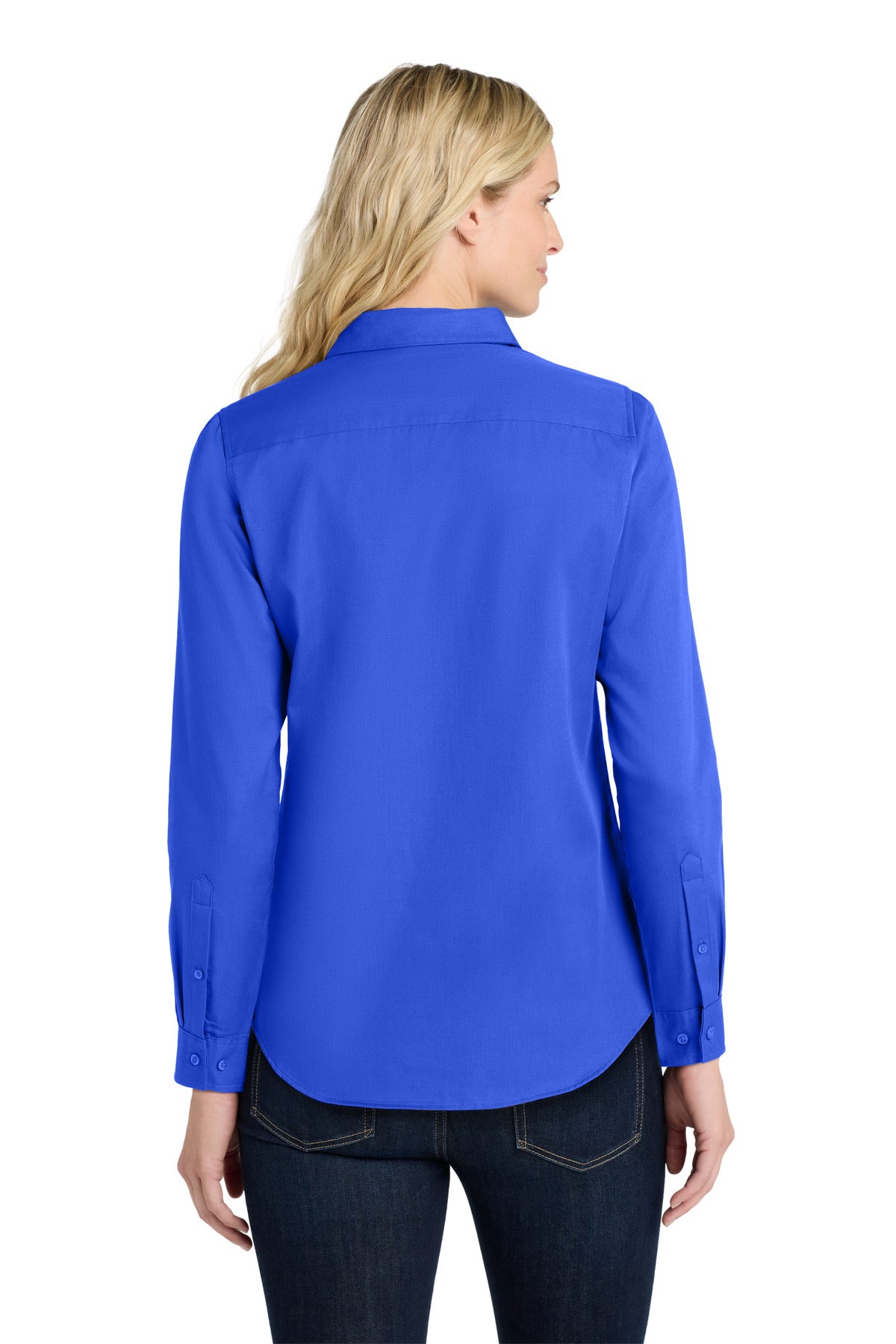 Port Authority Women's Long Sleeve SuperPro React Twill Shirt. LW808 - True Royal - back
