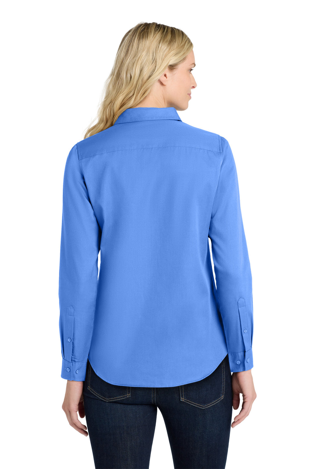 Port Authority Women's Long Sleeve SuperPro React Twill Shirt. LW808 - Ultramarine Blue - back