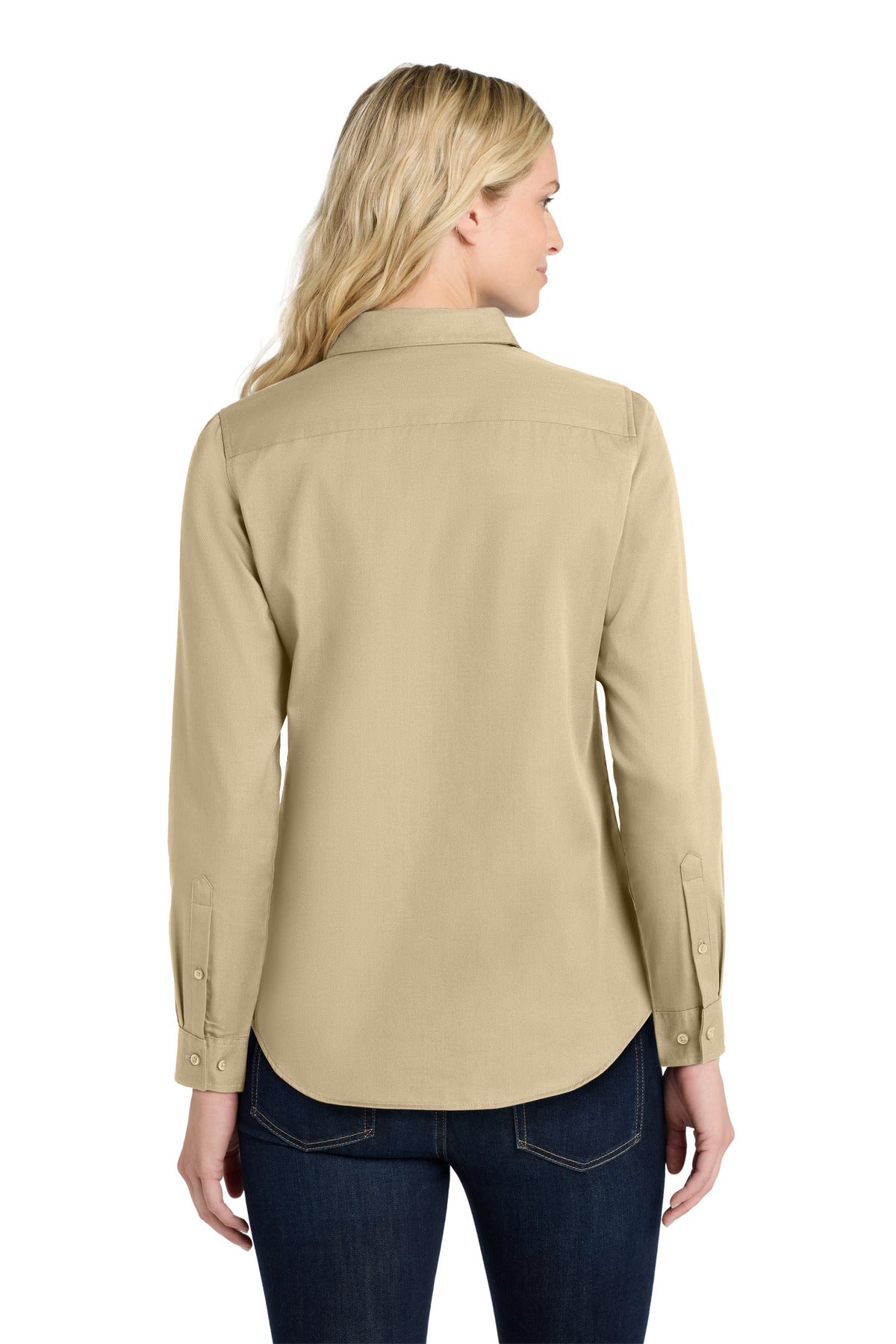 Port Authority Women's Long Sleeve SuperPro React Twill Shirt. LW808 - Wheat - back
