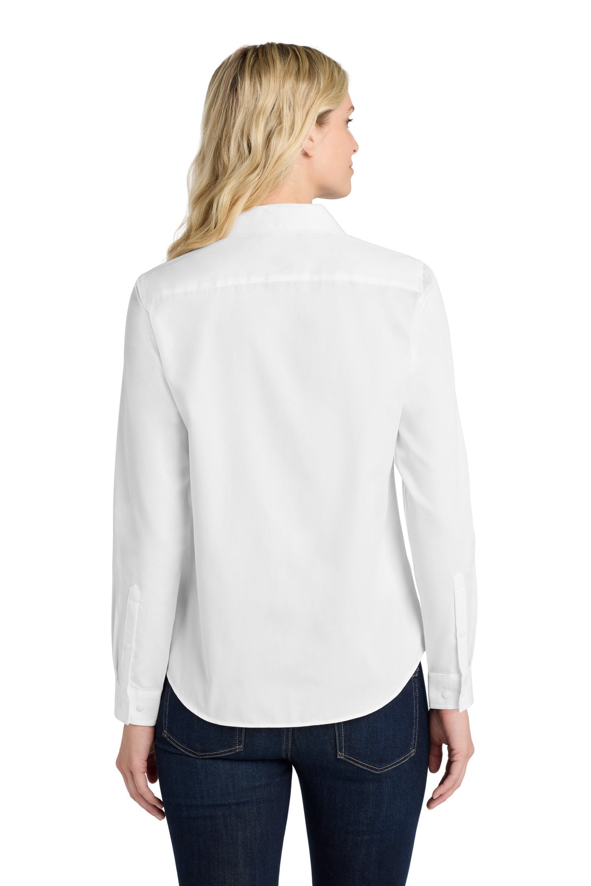 Port Authority Women's Long Sleeve SuperPro React Twill Shirt. LW808 - White - back