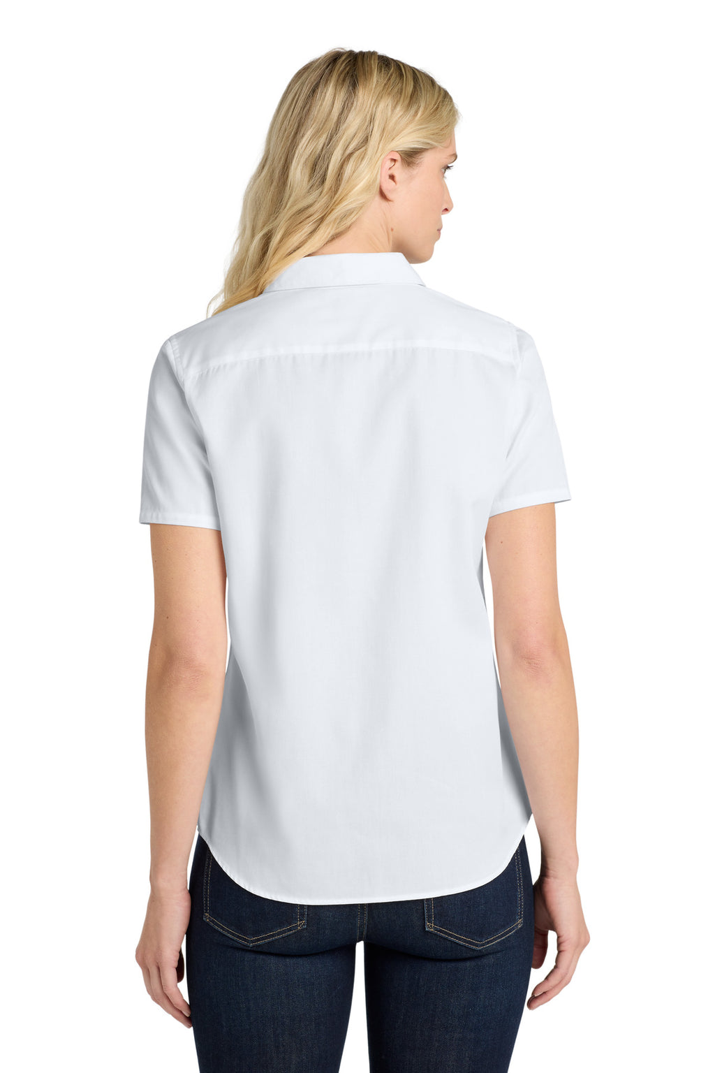 Port Authority Women's Short Sleeve SuperPro React Twill Shirt. LW809 - White - back