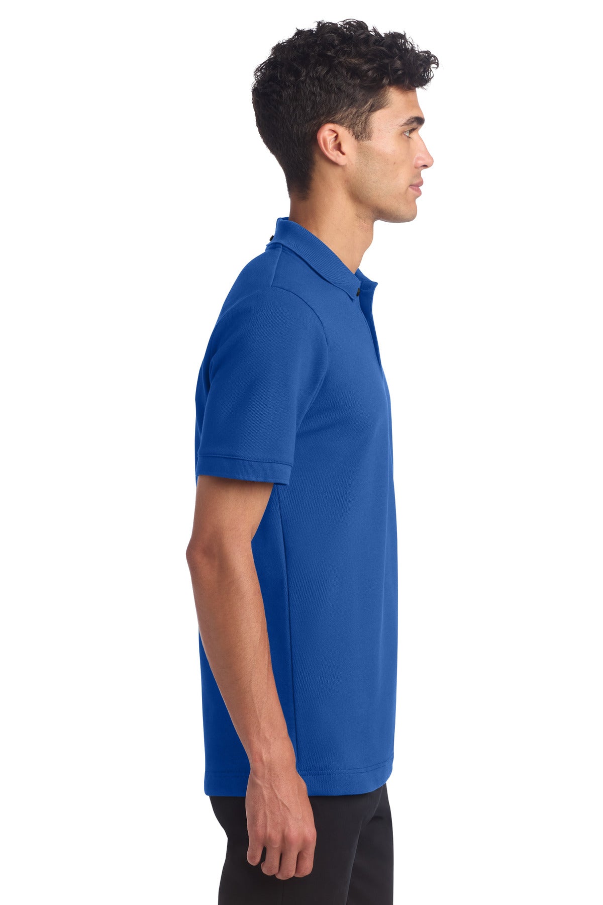 Mercer+Mettle Stretch Heavyweight Pique Polo MM1000 - Blue Note - side
