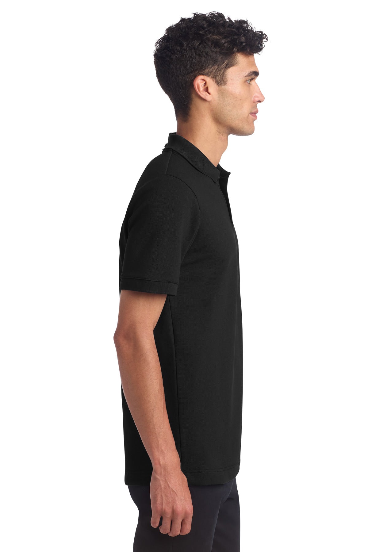 Mercer+Mettle Stretch Heavyweight Pique Polo MM1000 - Deep Black - side