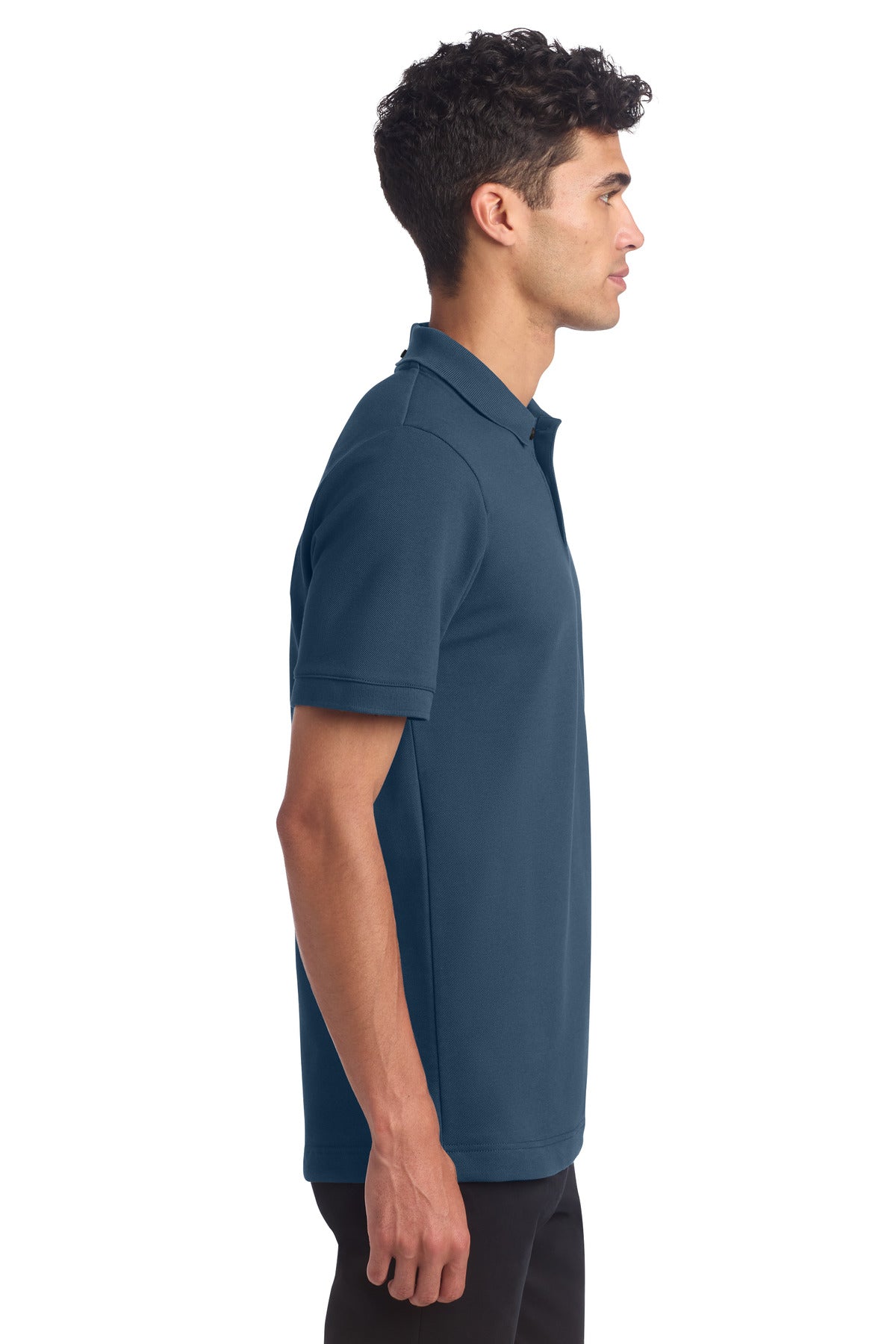 Mercer+Mettle Stretch Heavyweight Pique Polo MM1000 - Insignia Blue - side