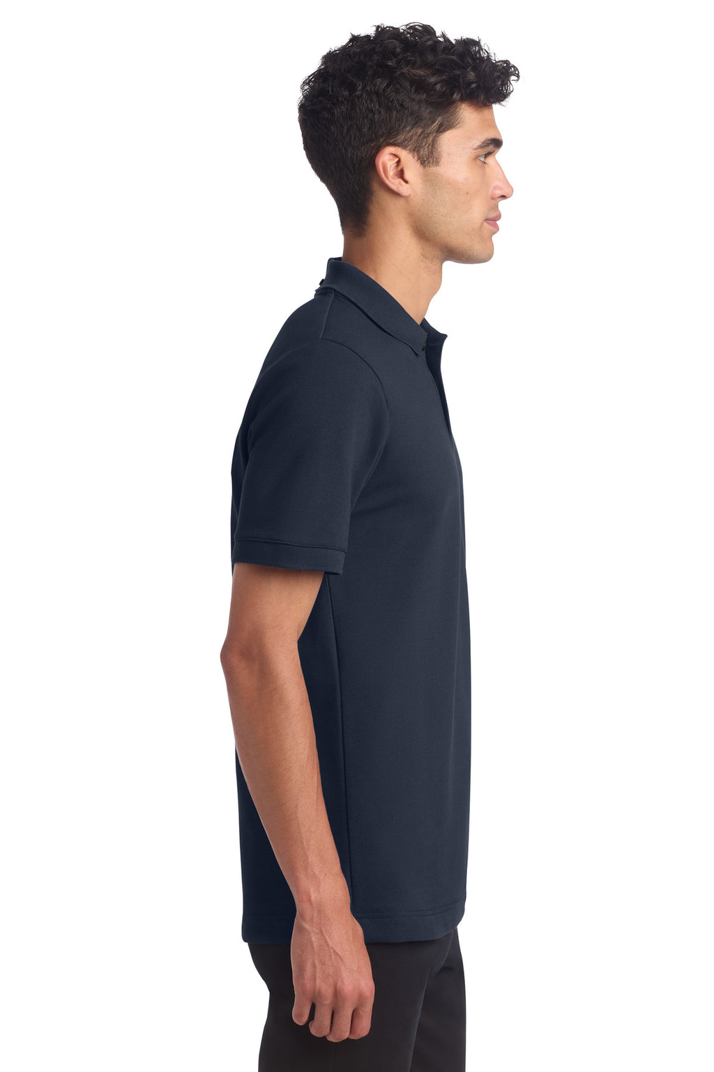 Mercer+Mettle Stretch Heavyweight Pique Polo MM1000 - Night Navy - side