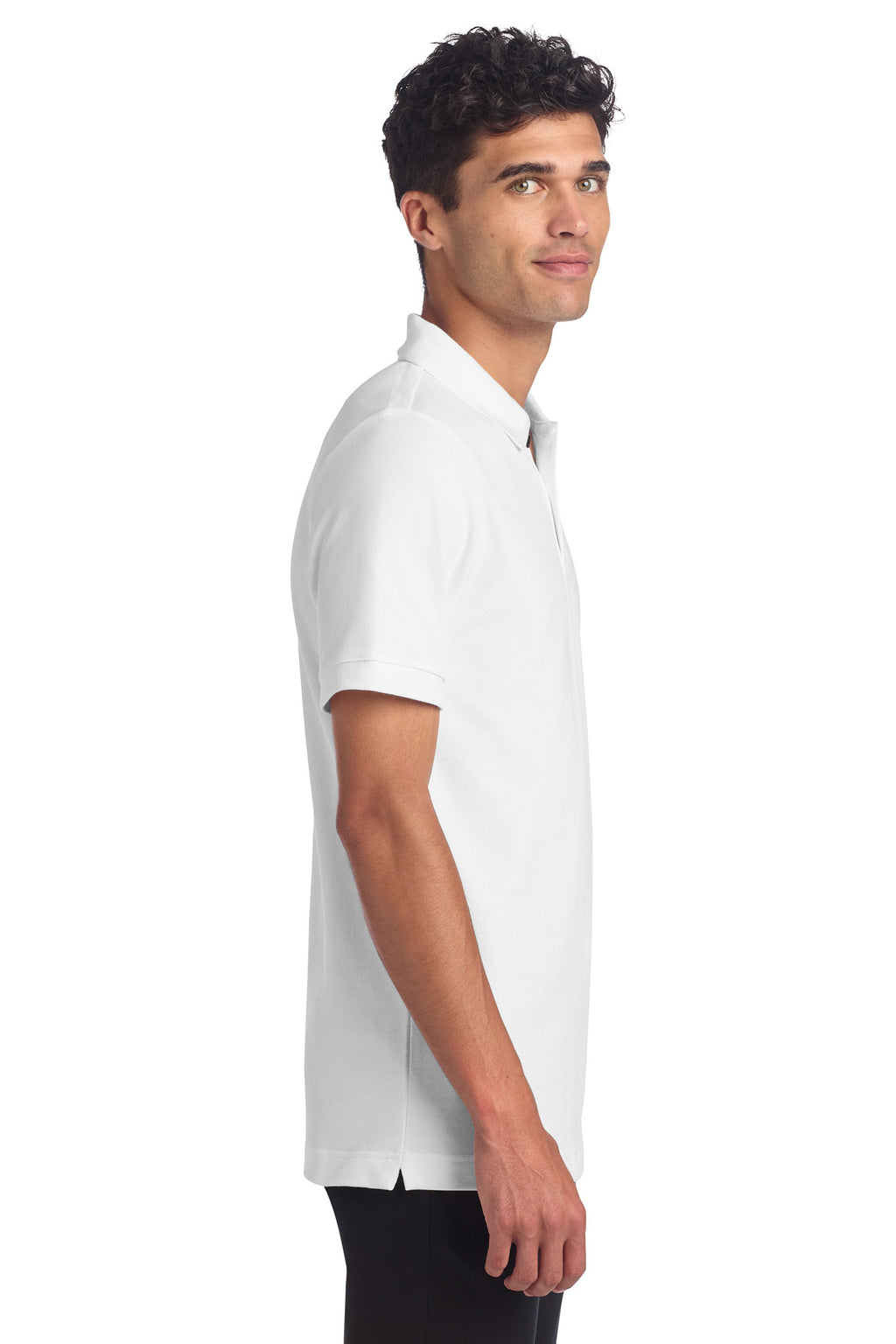 Mercer+Mettle Stretch Heavyweight Pique Polo MM1000 - White - side