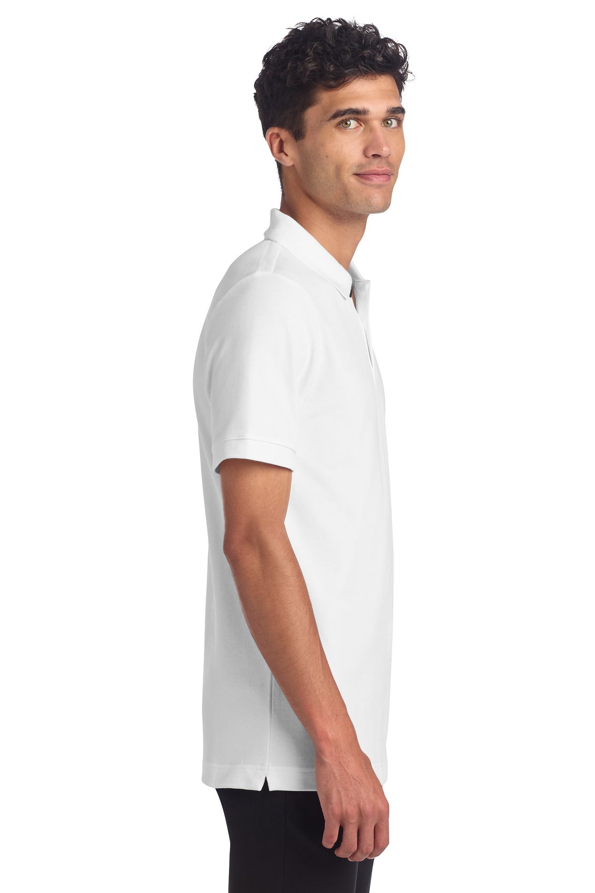 Mercer+Mettle Stretch Heavyweight Pique Polo MM1000 - White - side