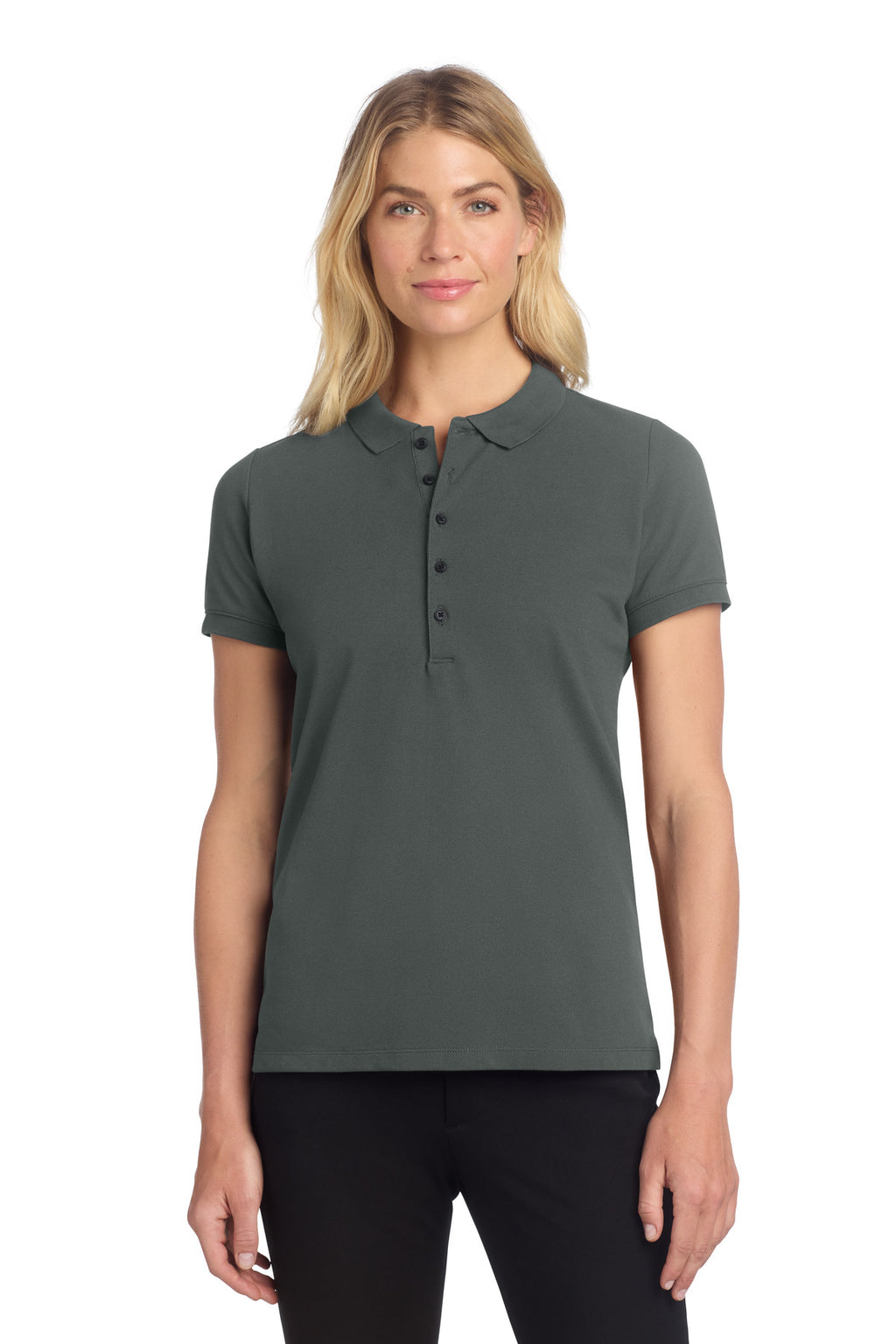 Mercer+Mettle Women's Stretch Heavyweight Pique Polo MM1001 - Anchor Grey - front