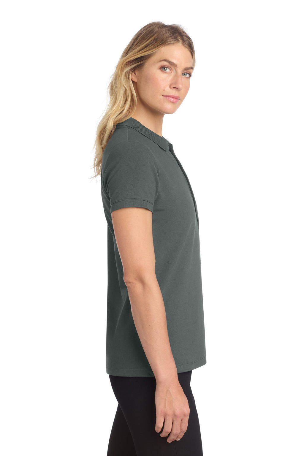 Mercer+Mettle Women's Stretch Heavyweight Pique Polo MM1001 - Anchor Grey - side