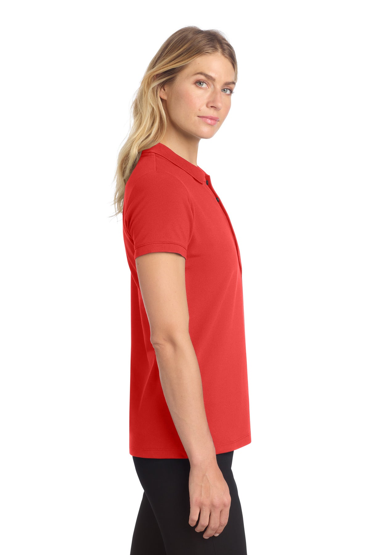 Mercer+Mettle Women's Stretch Heavyweight Pique Polo MM1001 - Apple Red - side