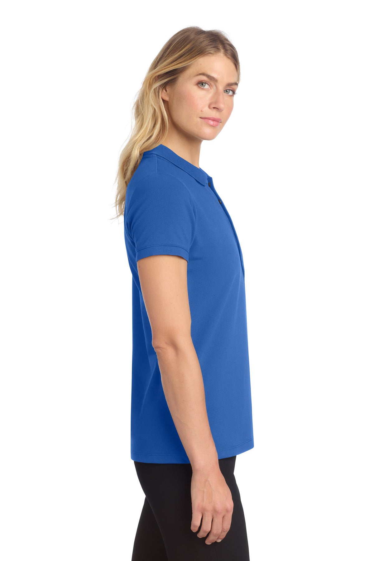 Mercer+Mettle Women's Stretch Heavyweight Pique Polo MM1001 - Blue Note - side