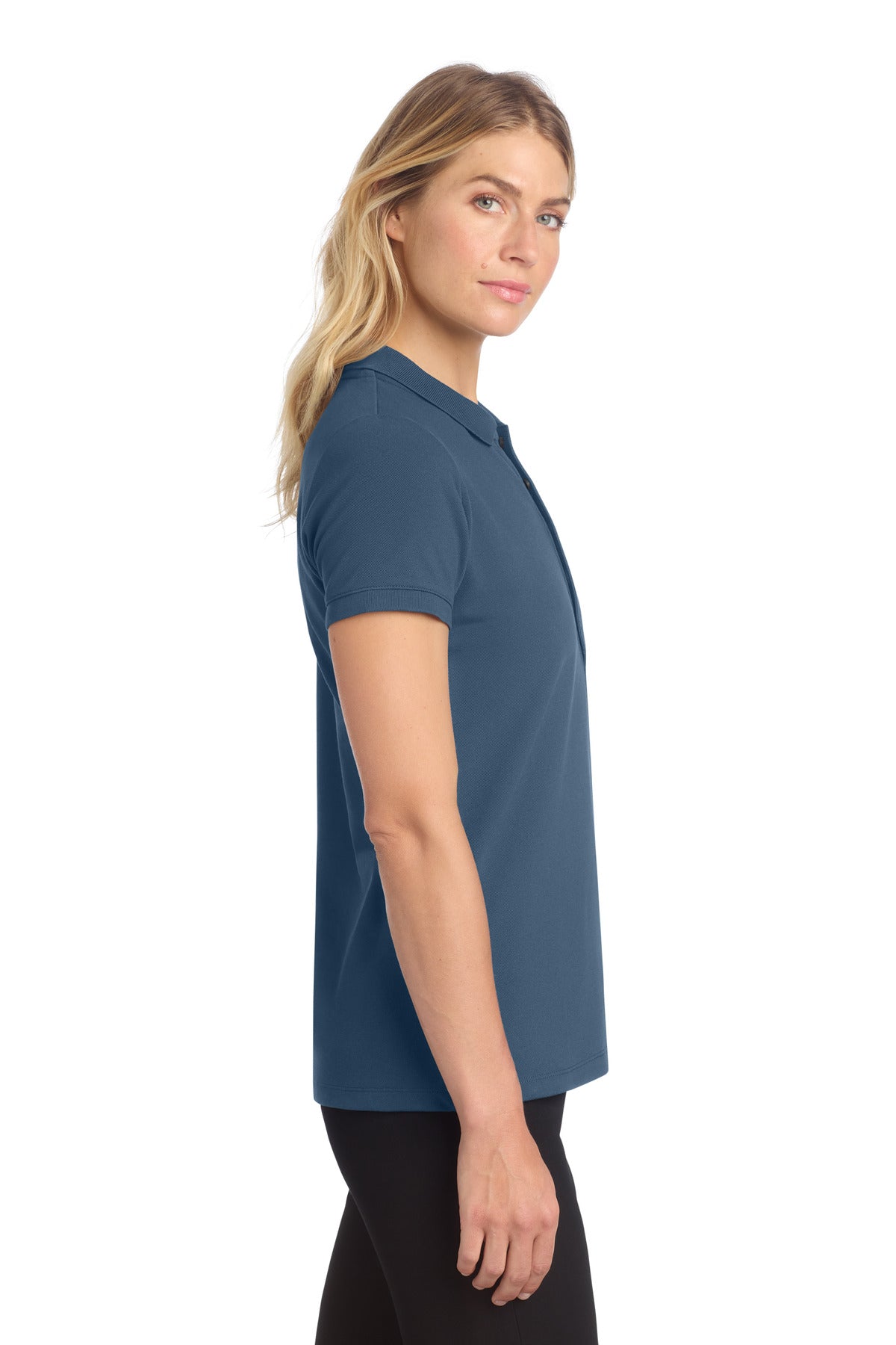 Mercer+Mettle Women's Stretch Heavyweight Pique Polo MM1001 - Insignia Blue - side