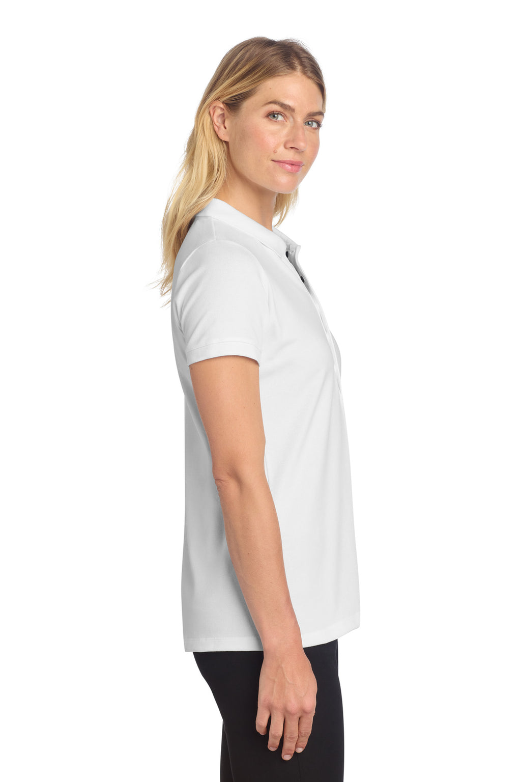 Mercer+Mettle Women's Stretch Heavyweight Pique Polo MM1001 - White - side