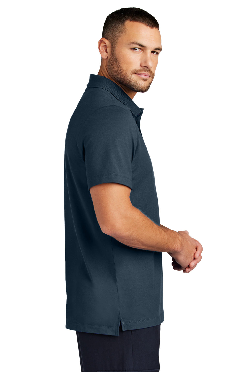 Mercer+Mettle Stretch Pique Polo MM1004 - Night Navy - side