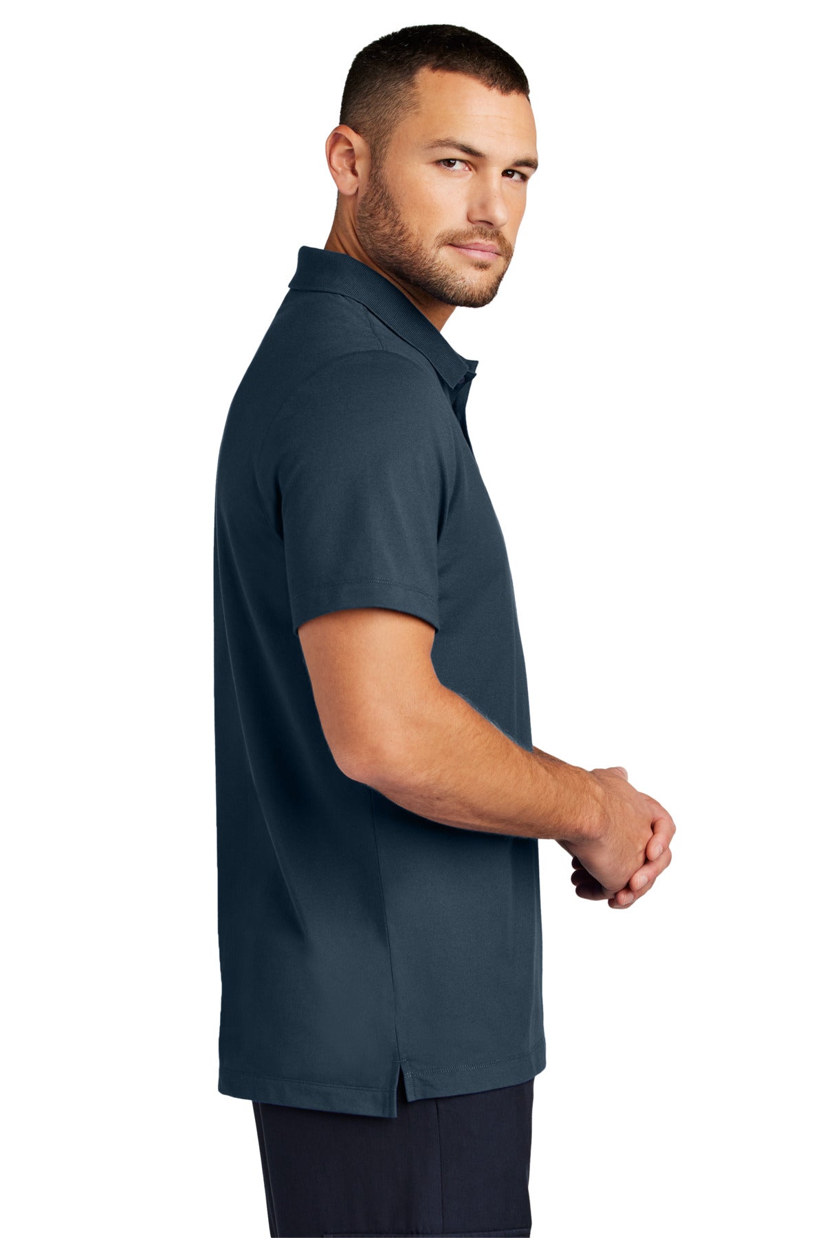 Mercer+Mettle Stretch Pique Polo MM1004 - Night Navy - side