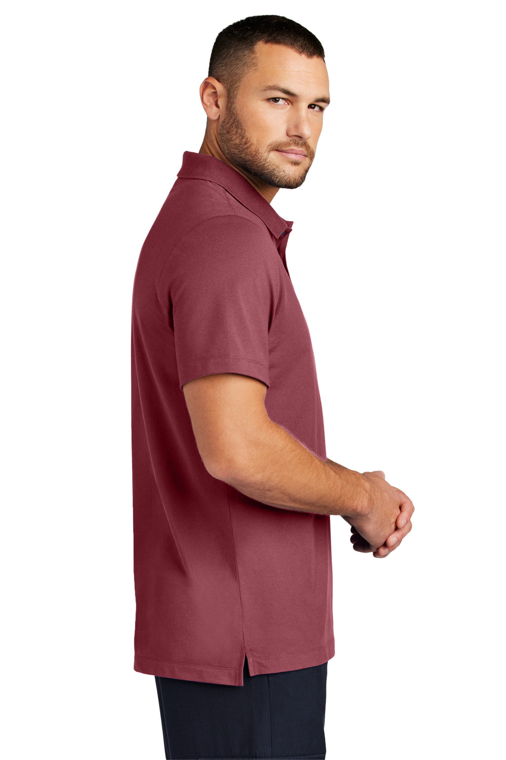 Mercer+Mettle Stretch Pique Polo MM1004 - Rosewood - side