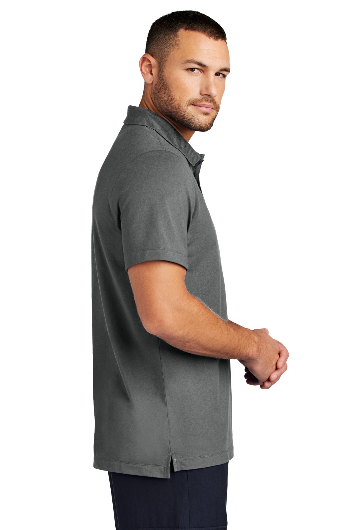 Mercer+Mettle Stretch Pique Polo MM1004 - Storm Grey - side