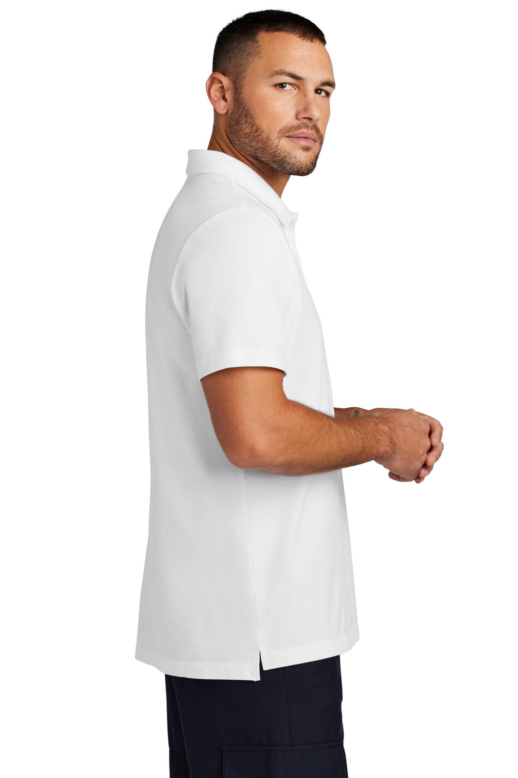 Mercer+Mettle Stretch Pique Polo MM1004 - White - side