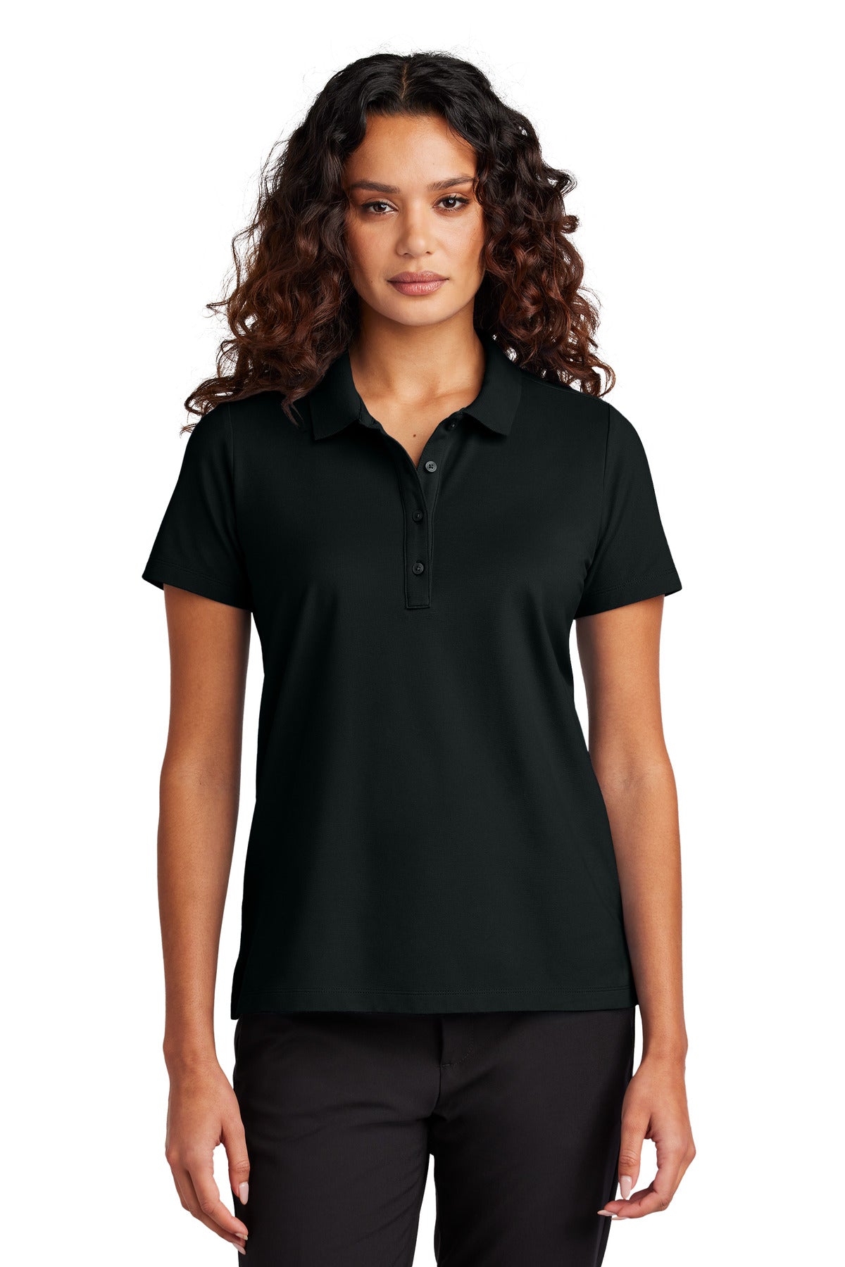 Mercer+Mettle Women's Stretch Pique Polo MM1005 - Deep Black - front