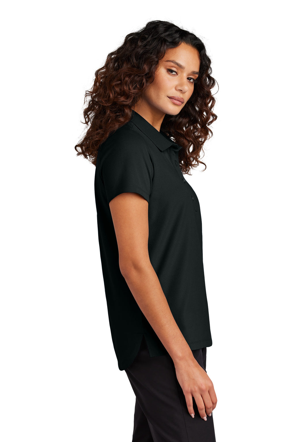 Mercer+Mettle Women's Stretch Pique Polo MM1005 - Deep Black - side
