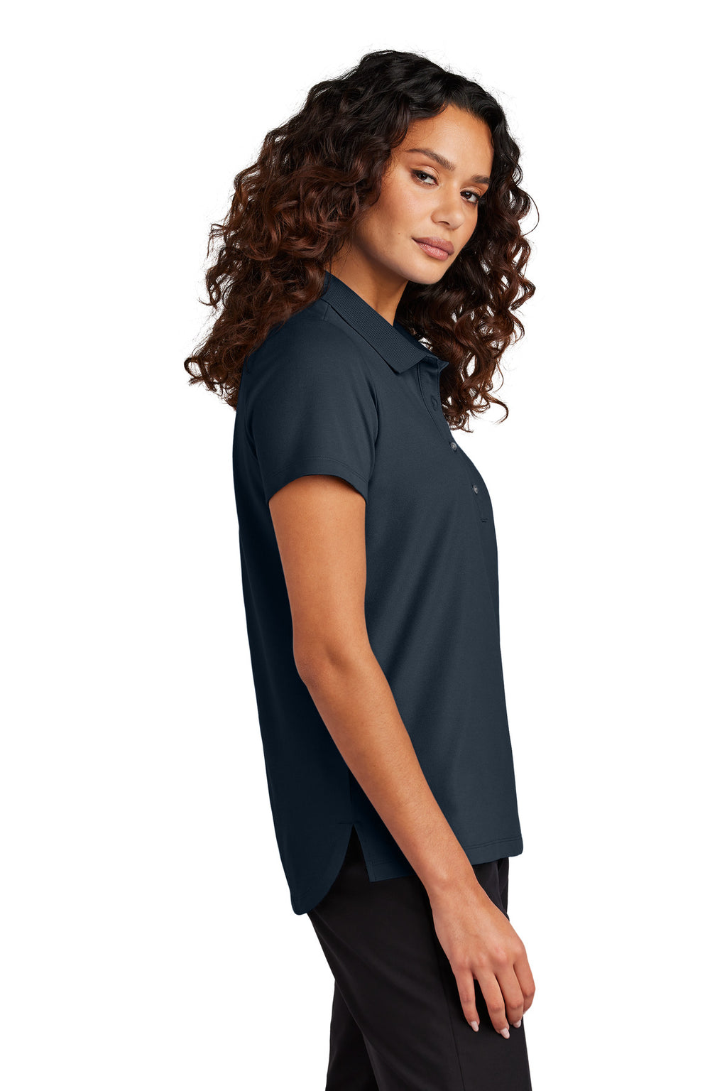 Mercer+Mettle Women's Stretch Pique Polo MM1005 - Night Navy - side