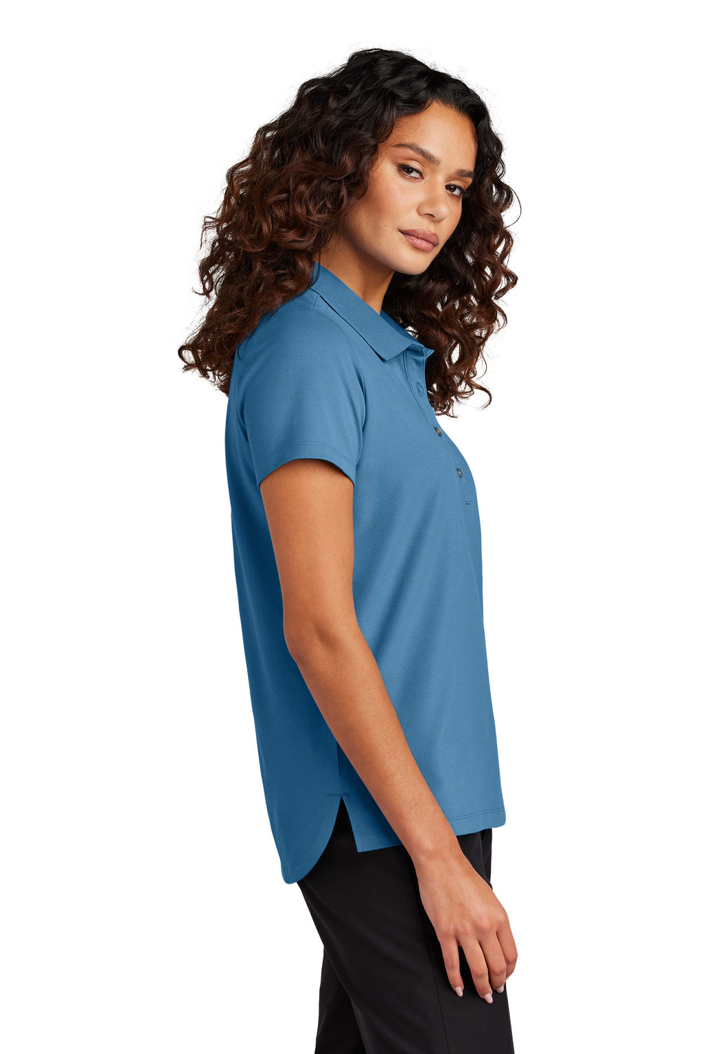 Mercer+Mettle Women's Stretch Pique Polo MM1005 - Parisian Blue - side