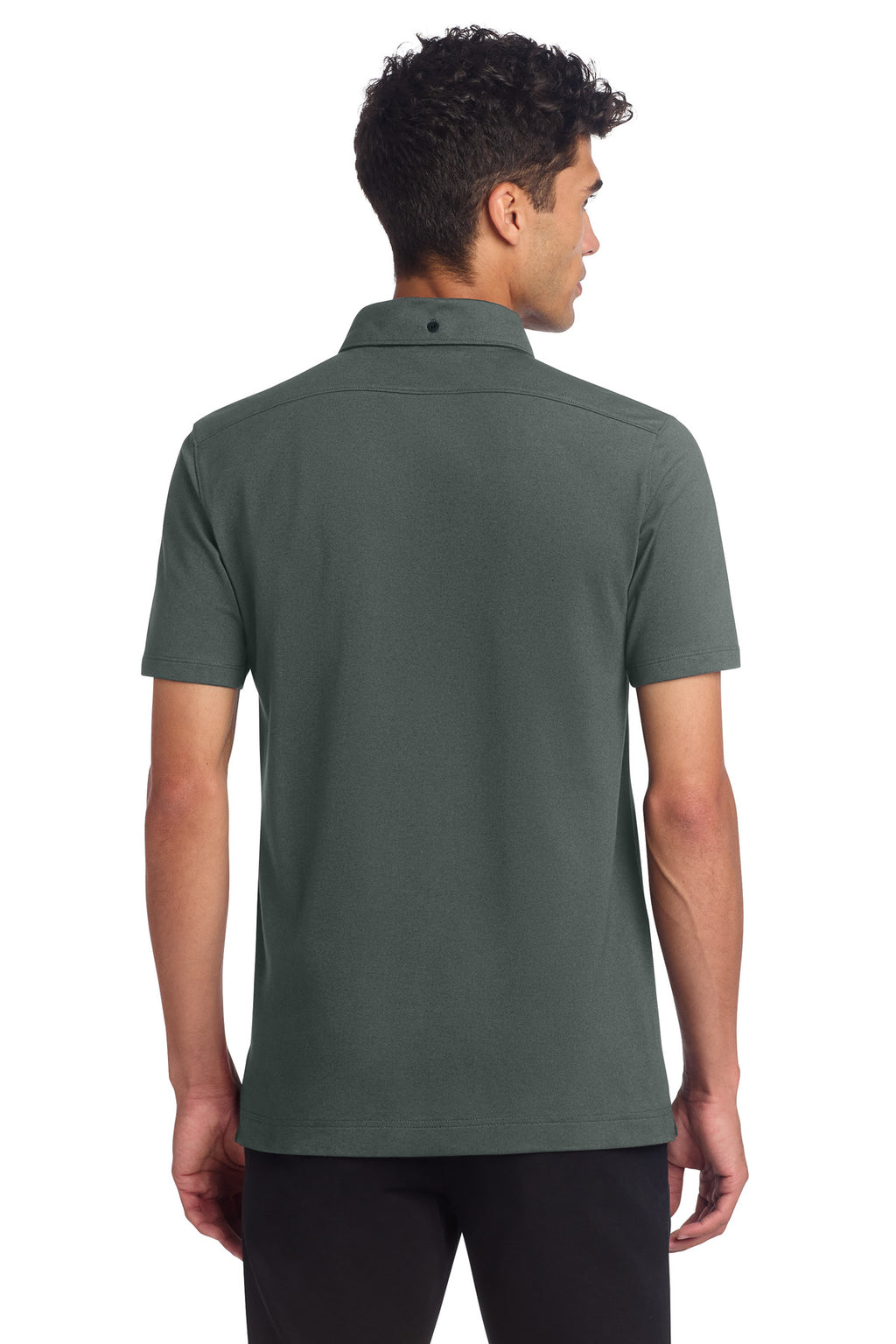 Mercer+Mettle Stretch Pique Full-Button Polo MM1006 - Anchor Grey - back