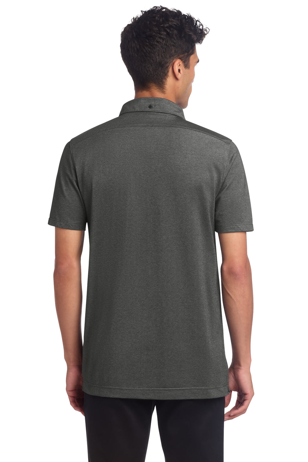 Mercer+Mettle Stretch Pique Full-Button Polo MM1006 - Anchor Grey Heather - back