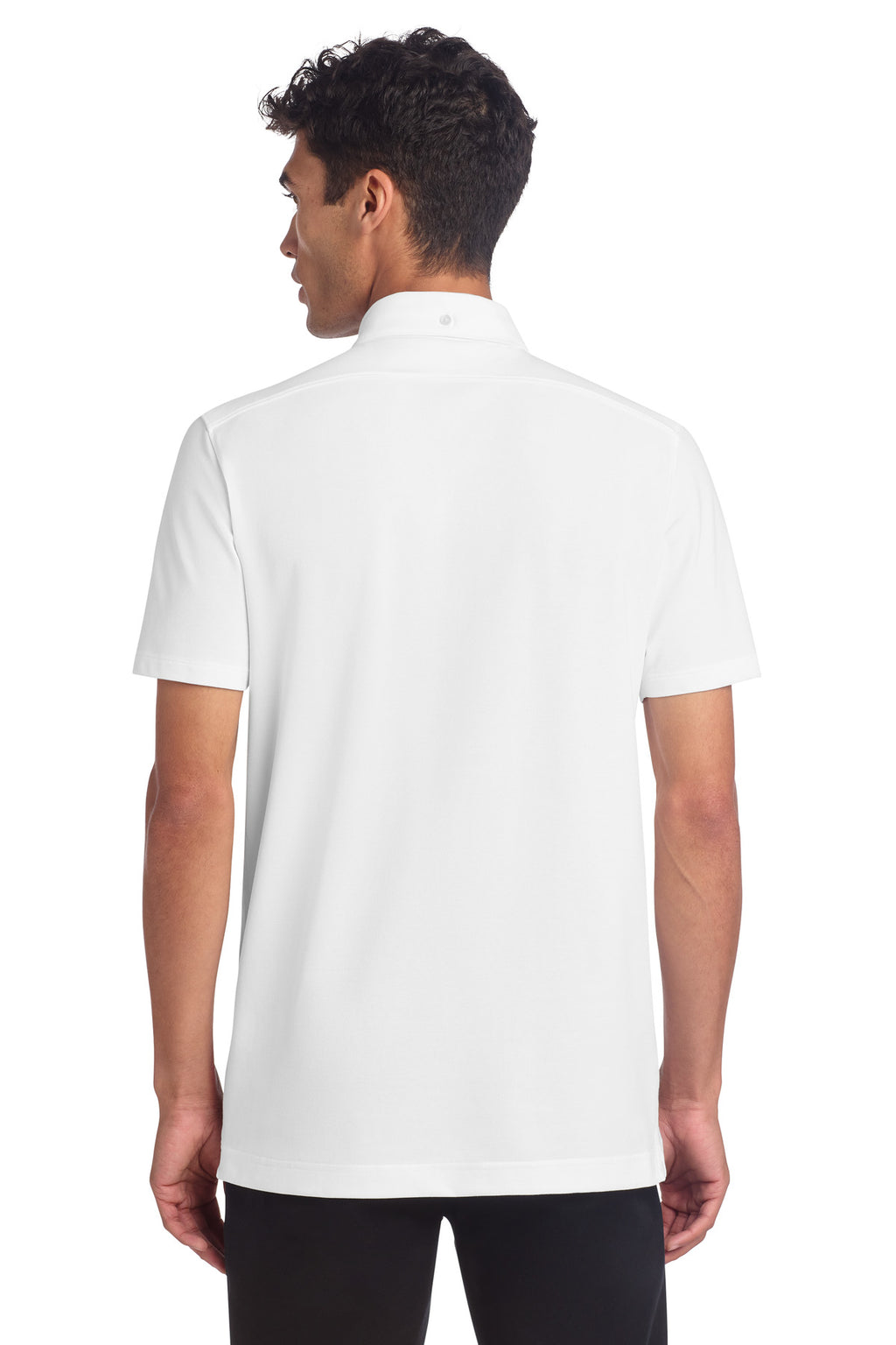 Mercer+Mettle Stretch Pique Full-Button Polo MM1006 - White - back
