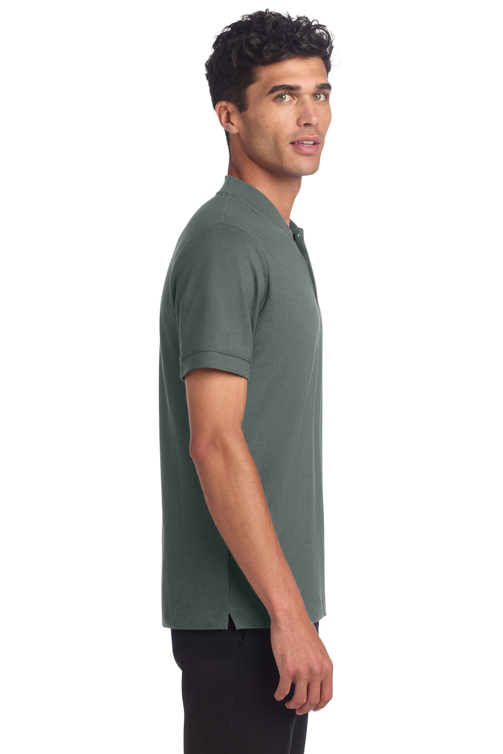 Mercer+Mettle Stretch Pique Henley MM1008 - Anchor Grey - side