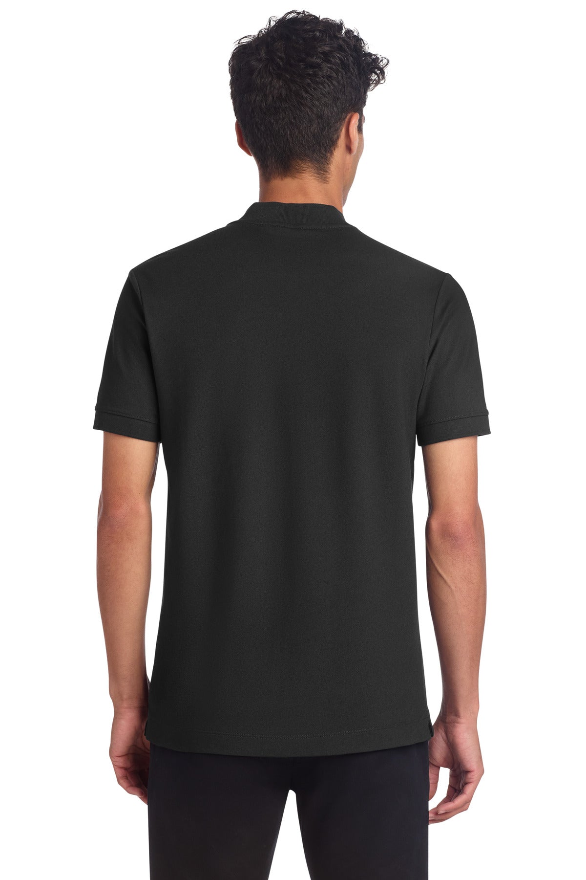 Mercer+Mettle Stretch Pique Henley MM1008 - Deep Black - back