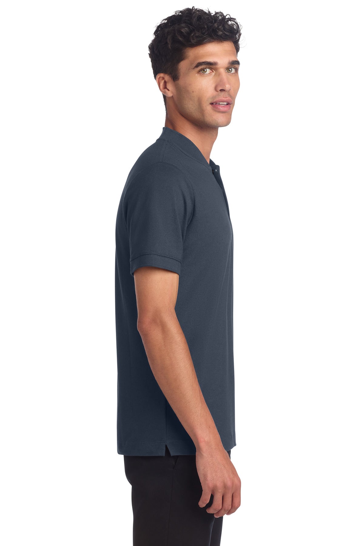 Mercer+Mettle Stretch Pique Henley MM1008 - Night Navy - side