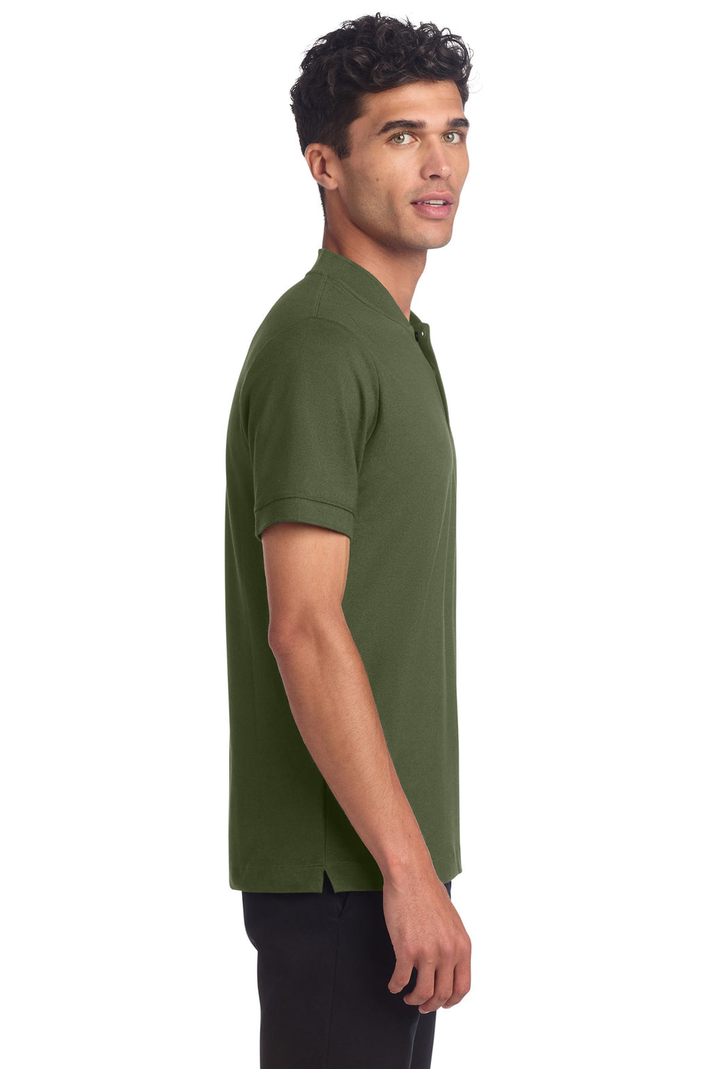 Mercer+Mettle Stretch Pique Henley MM1008 - Townsend Green - side