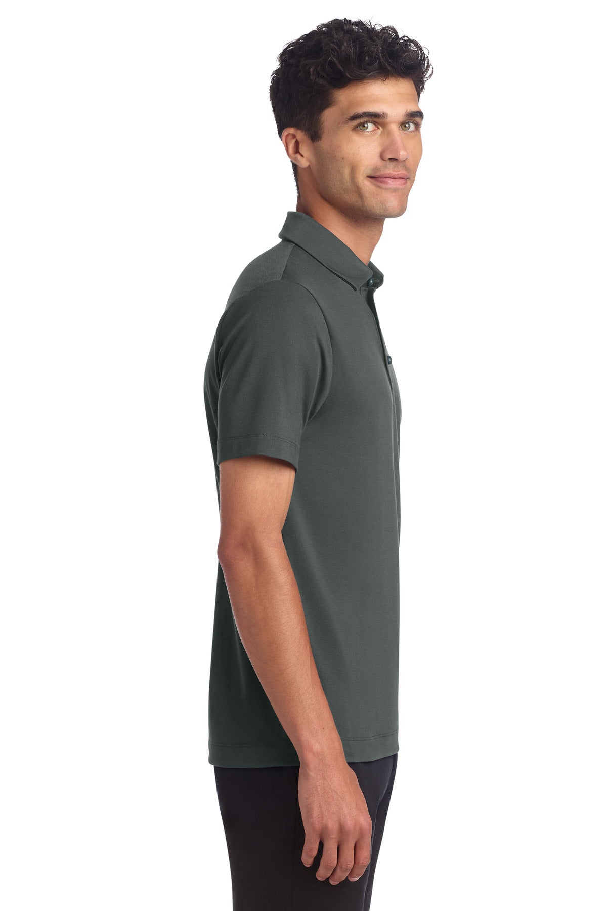Mercer+Mettle Stretch Jersey Polo MM1014 - Anchor Grey - side