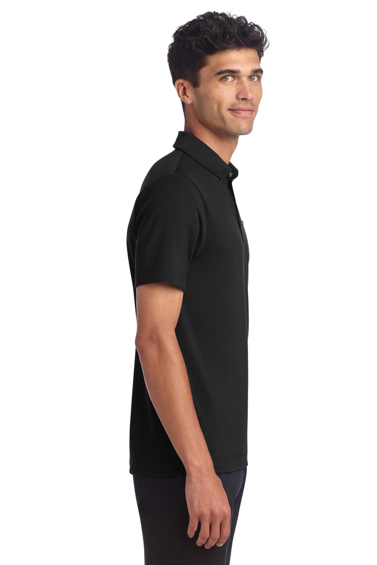 Mercer+Mettle Stretch Jersey Polo MM1014 - Deep Black - side