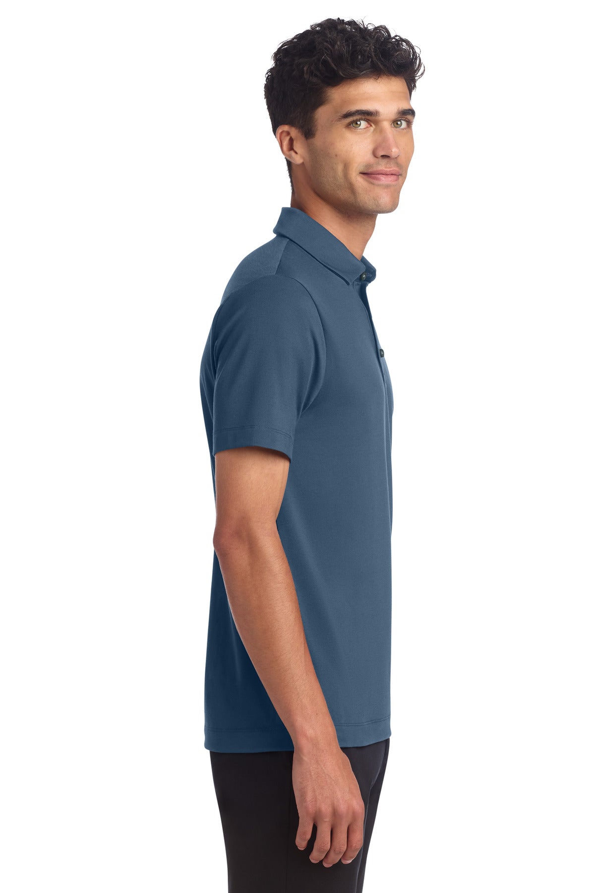 Mercer+Mettle Stretch Jersey Polo MM1014 - Insignia Blue - side