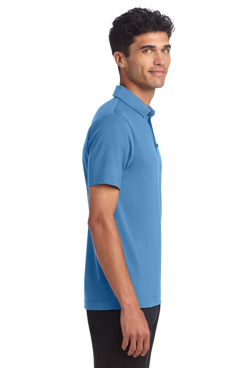 Mercer+Mettle Stretch Jersey Polo MM1014 - Parisian Blue - side