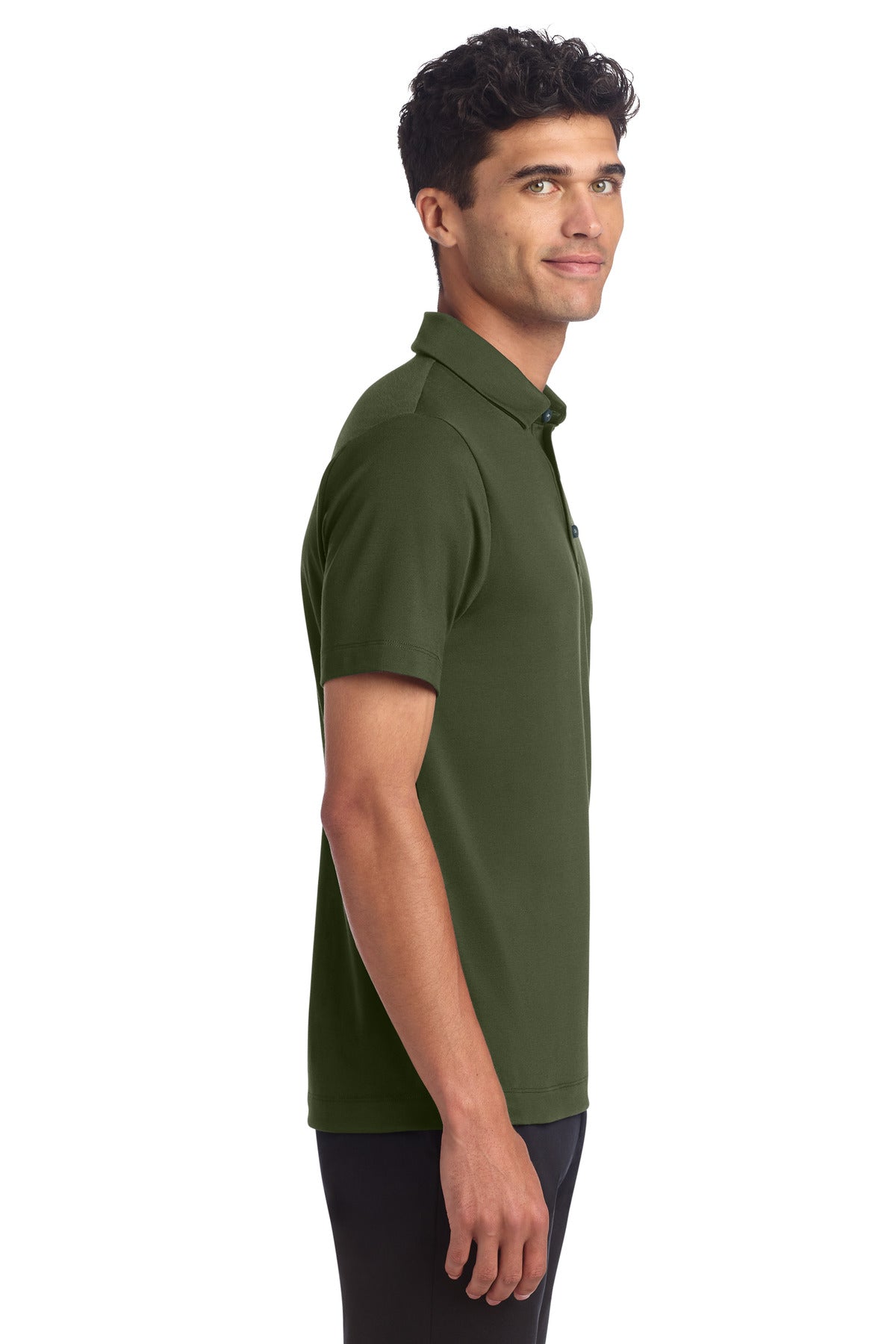 Mercer+Mettle Stretch Jersey Polo MM1014 - Townsend Green - side