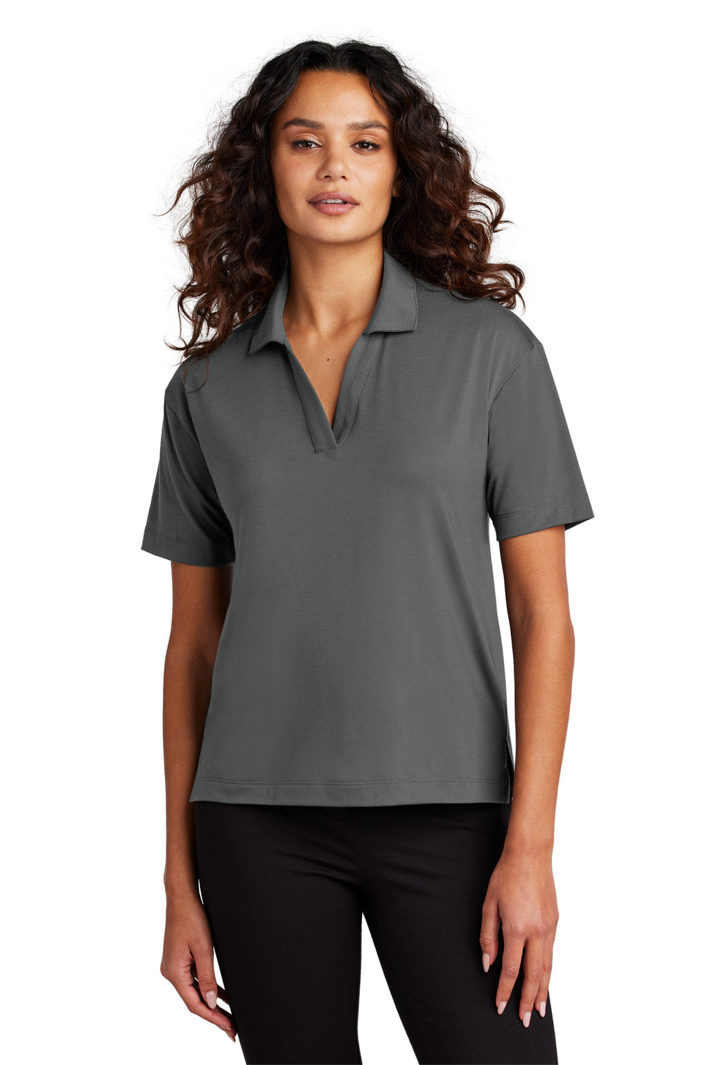 Mercer+Mettle Women's Stretch Jersey Polo MM1015 - Anchor Grey - front