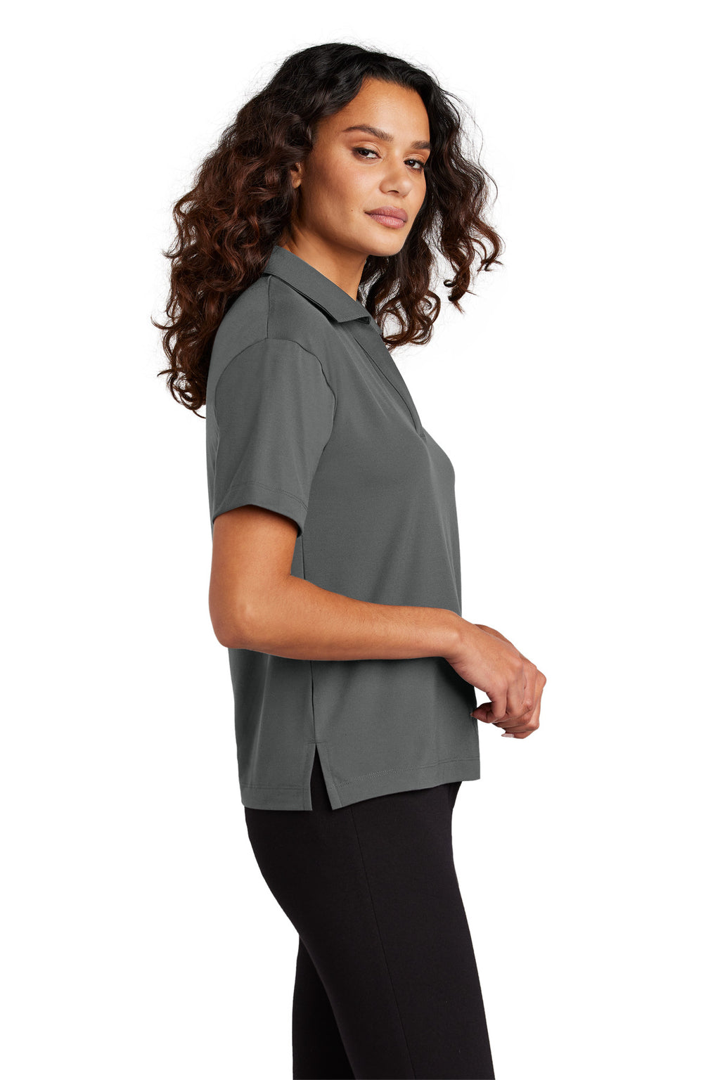Mercer+Mettle Women's Stretch Jersey Polo MM1015 - Anchor Grey - side
