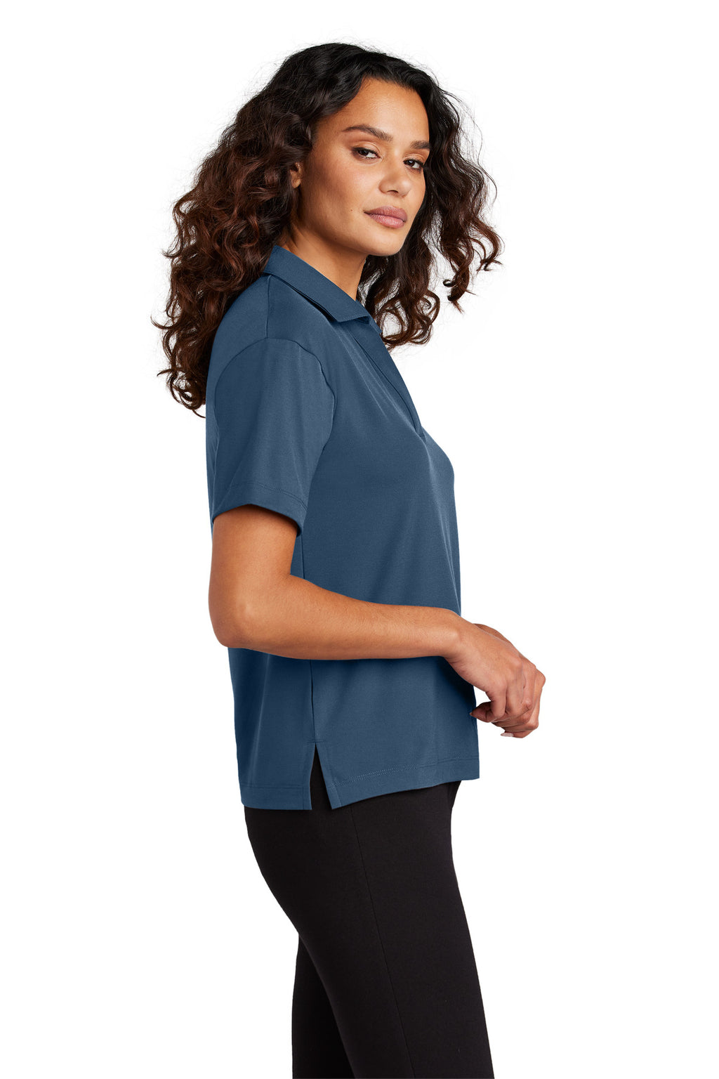 Mercer+Mettle Women's Stretch Jersey Polo MM1015 - Insignia Blue - side