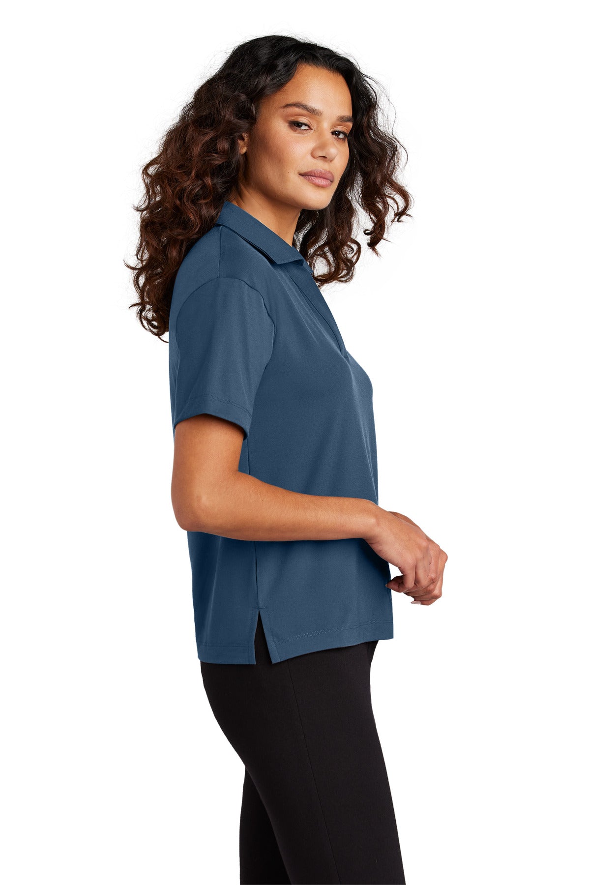 Mercer+Mettle Women's Stretch Jersey Polo MM1015 - Insignia Blue - side
