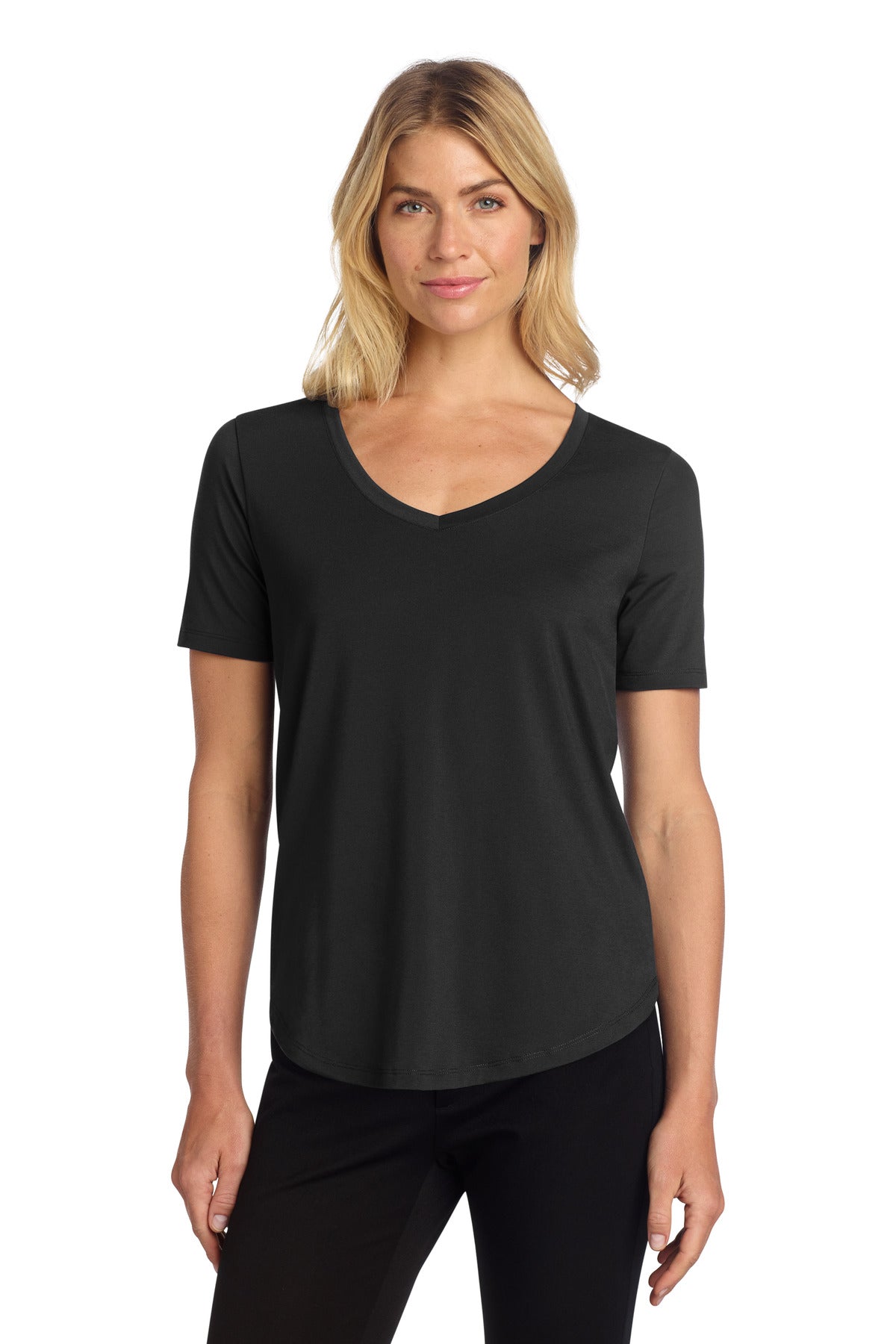 Mercer+Mettle Women's Stretch Jersey Relaxed Scoop MM1017 - Deep Black - front