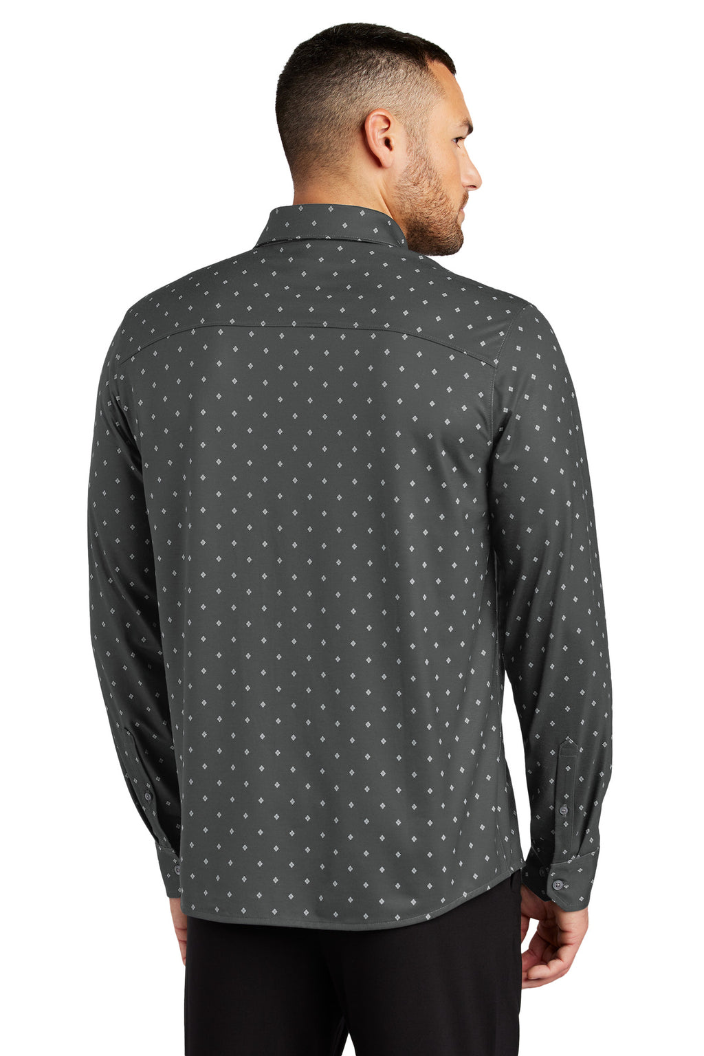 Mercer+Mettle Stretch Jersey Long Sleeve Shirt MM1018 - Anchor Grey Geo Diamond - back
