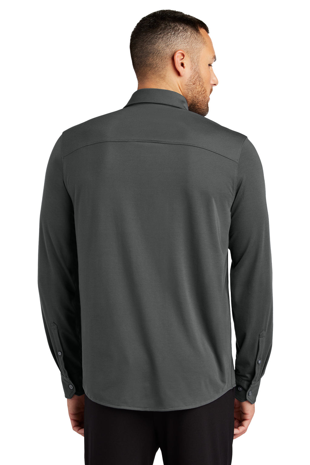 Mercer+Mettle Stretch Jersey Long Sleeve Shirt MM1018 - Anchor Grey - back