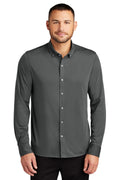 Mercer+Mettle Stretch Jersey Long Sleeve Shirt MM1018 - Anchor Grey - front