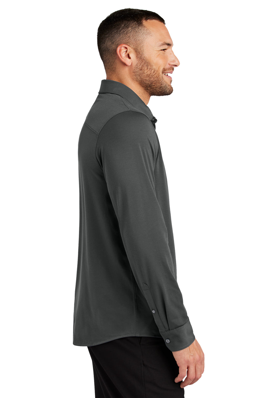 Mercer+Mettle Stretch Jersey Long Sleeve Shirt MM1018 - Anchor Grey - side