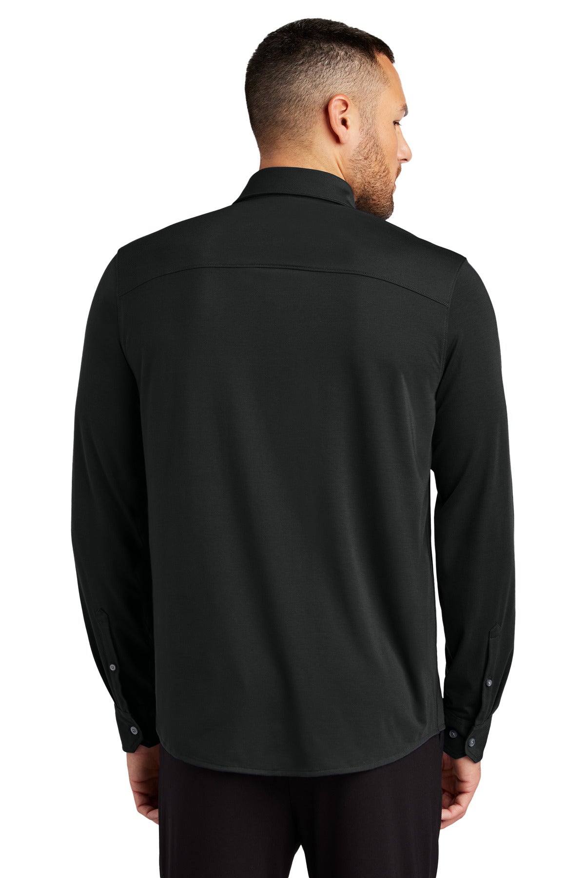 Mercer+Mettle Stretch Jersey Long Sleeve Shirt MM1018 - Deep Black - back